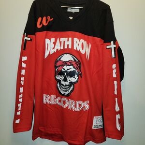 Death Row Records 2Pac Red and Black Men's Jersey